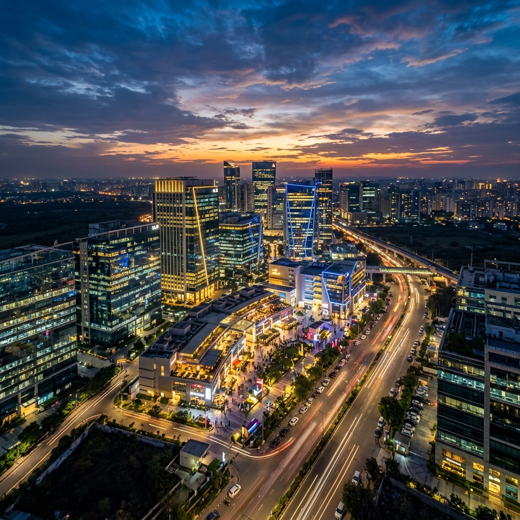 DLF Cyber Hub Gurgaon Skyline